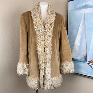 Colebrook Suede Leather & Faux Fur Lined Penny Lane Sz XL